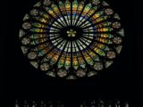 round multicolored floral window glass